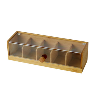 Leaf & Bean Bamboo Tea Box With Transparent Lid