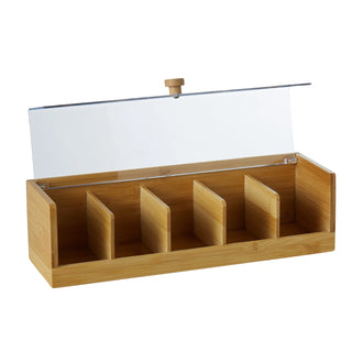 Leaf & Bean Bamboo Tea Box With Transparent Lid